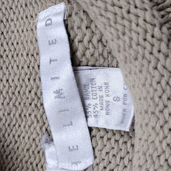 The Limited Tan Mock Neck Elbow Sleeve Pullover Raglan Cable Knit Sweater - Picture 6 of 9